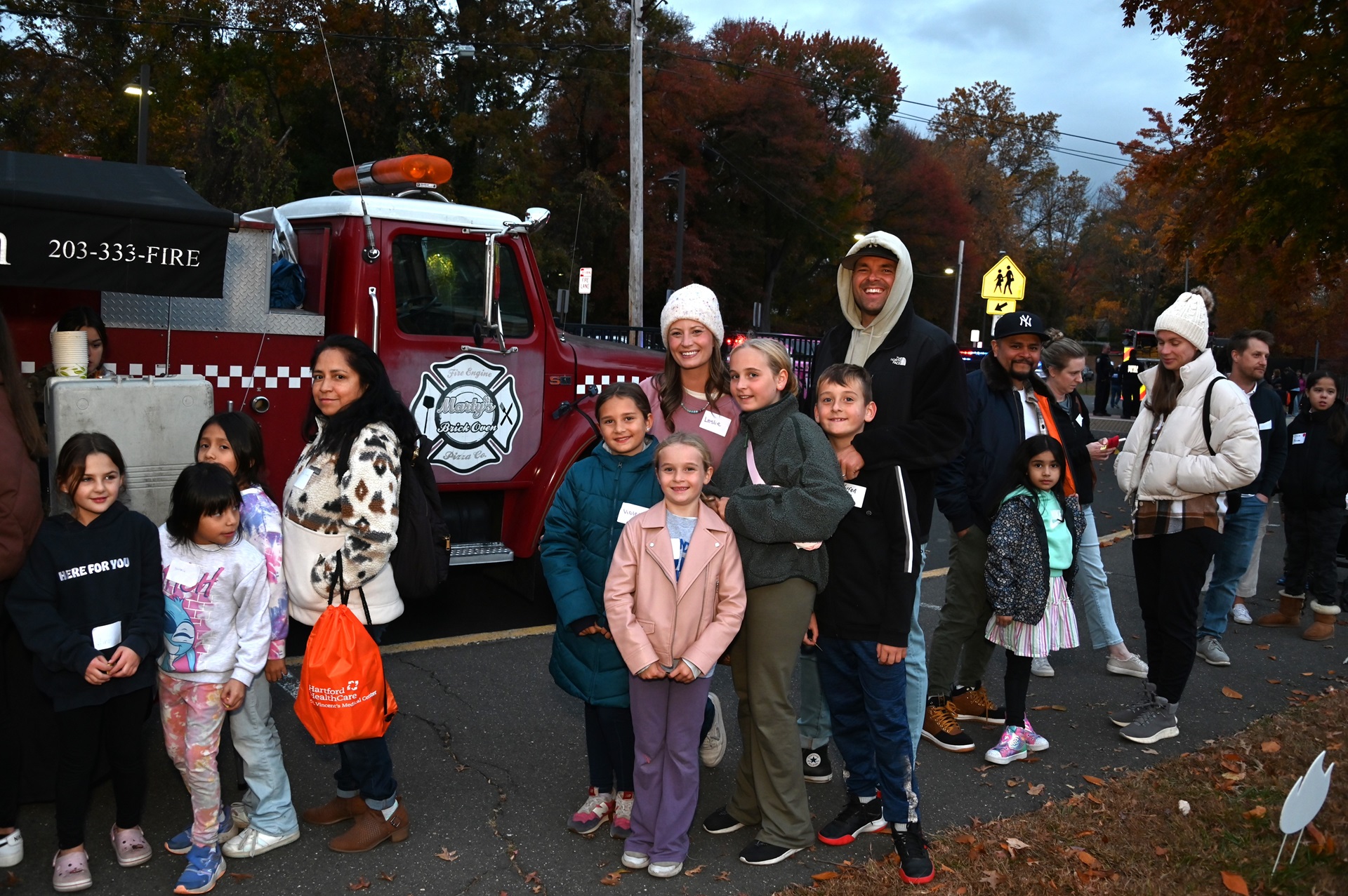 Families attend a fire safety event