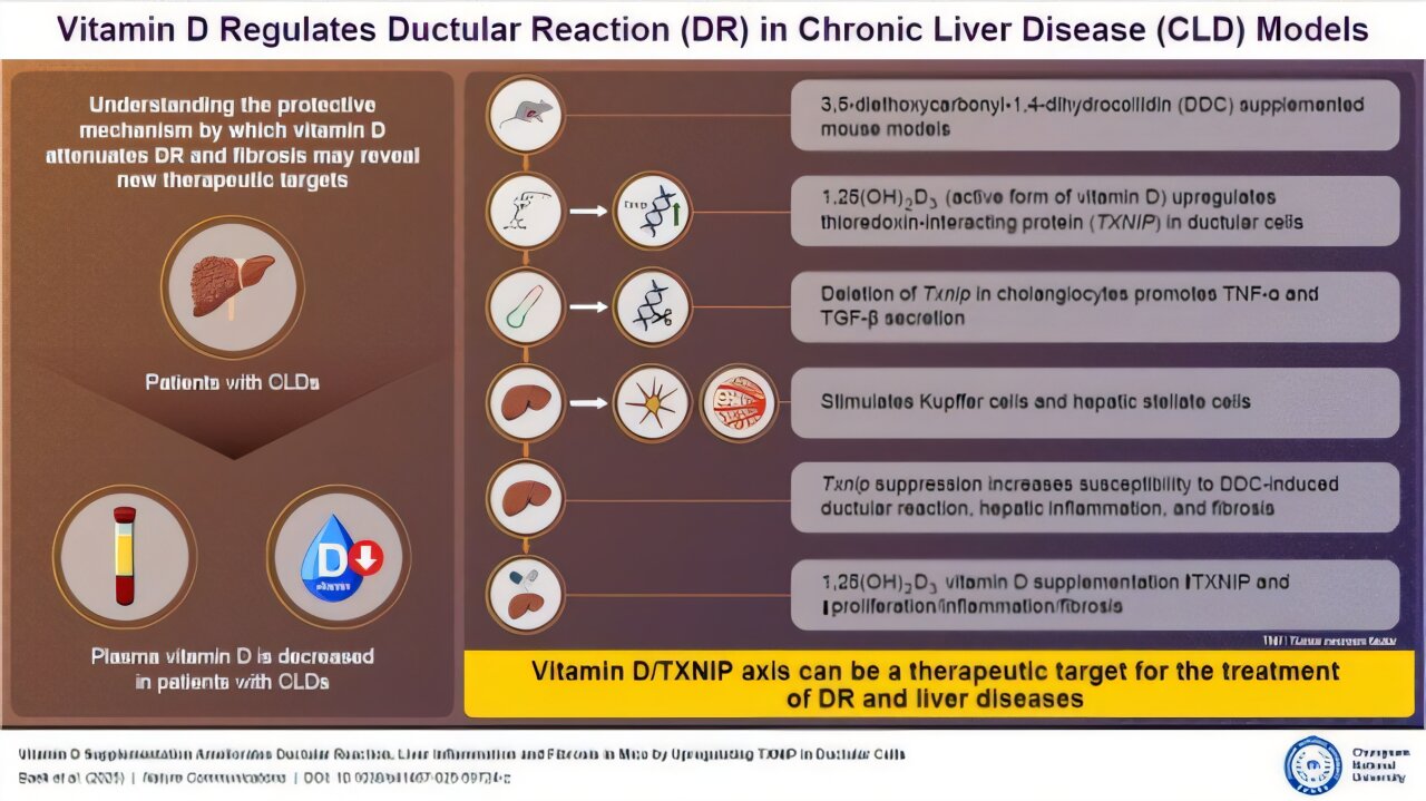 Comment la vitamine D réduit les lésions hépatiques en augmentant l'activité TXNIP dans les cellules du canal biliaire